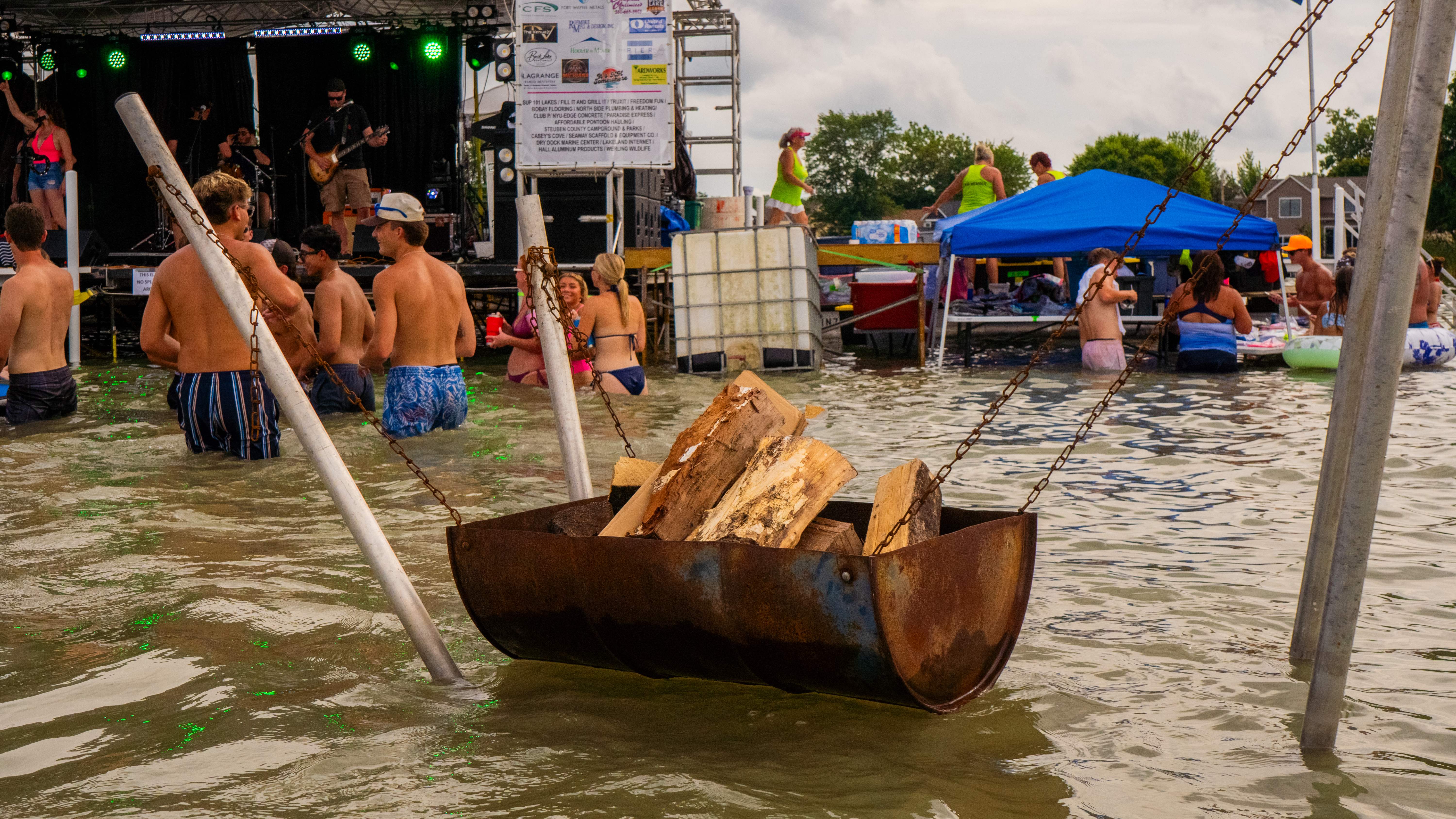 Band performing at sunset